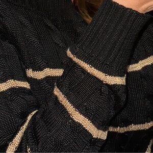 Chic black & gold Lauren Ralph Lauren cable knit viscose cotton blend